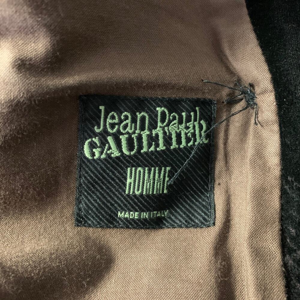 JEAN PAUL GAULTIER Size 38 Black Burgundy Devore Velvet Sport Coat - Picture 5 of 7